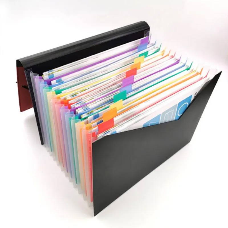 

New office Rainbow 13 Pockets folder Expanding File A4 Folder Document Organizer Plastic 500 Sheets Large Capacity