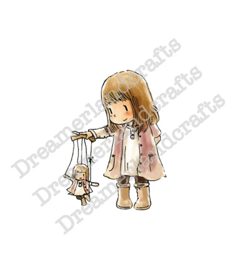

10x8 Girl playing Barbie Transparent Clear Stamps for Scrapbooking for DIY Card Making Cutting Crafts Stencil