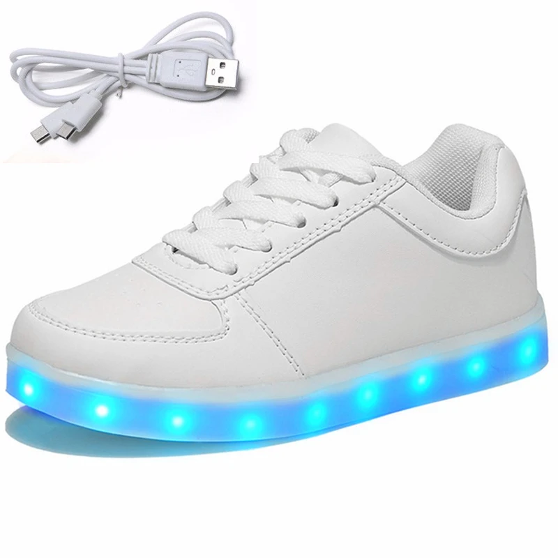 Comprar ¡Caliente y fresco! Tamaño Eur 25 43 USB carga LED zapatos con luz niños zapatos niños zapatillas de deporte luminosas para la muchacha del muchacho de las mujeres zapatillas de deporte 2018