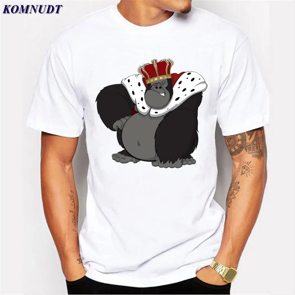 2018 Pria Raja Orangutan Yang Memakai Mahkota 3D Print T Shirt Keren