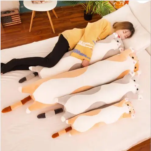 

WYZHY New cat long strip pillow bed adult lazy yellow cat long pillow plush pillow pillow double child cushion 130CM