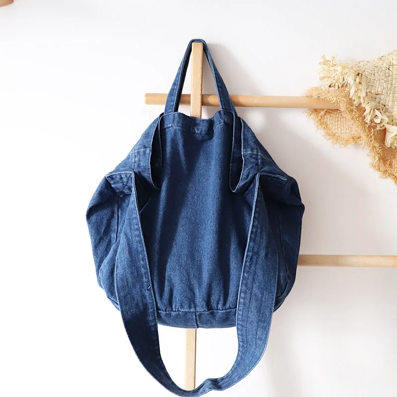 

Women's Bag Pure Colored Baitao Literature and Art Single Shoulder Bag Korean Simple Leisure Denim Slant Bag