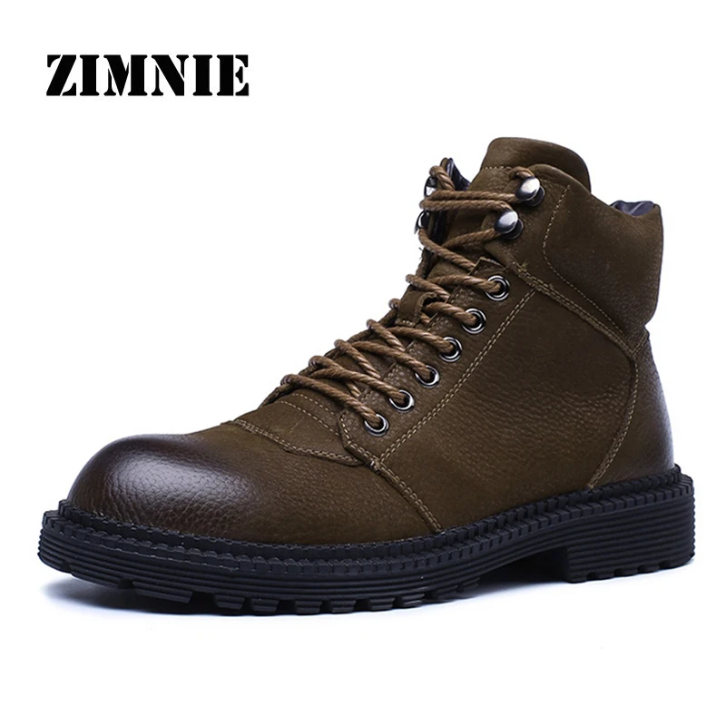 

ZIMNIE Brand Autumn Boots Men 2019 Warm Men Boots Classic Casual Martin Boots Men High Quality Lace Up Plush Winter Shoes Men
