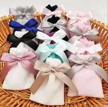 

7x9cm Velvet Bags Pouches mixed colors Ribbon Drawstring Jewelry Packing Bags Christmas/Candy/Wedding Gift Bags