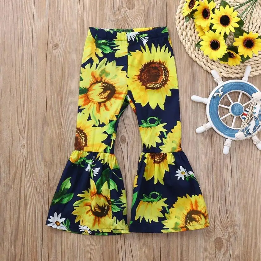 sunflower print flare pants