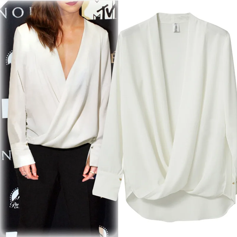 

2018 Spring Summer Womens Tops and Blouses Sexy Blouse Female High Street Women's Blouses White Black Long Sleeve Shirt MK12