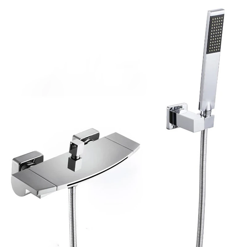 Online Tuqiu Badewanne Dusche Wasserhahn Wasserfall Wasserhahn Einzigen Griff Mischbatterie Gold Schwarz Weiß Chrom ABS Handbrause Bad   dusche Wasserhahn