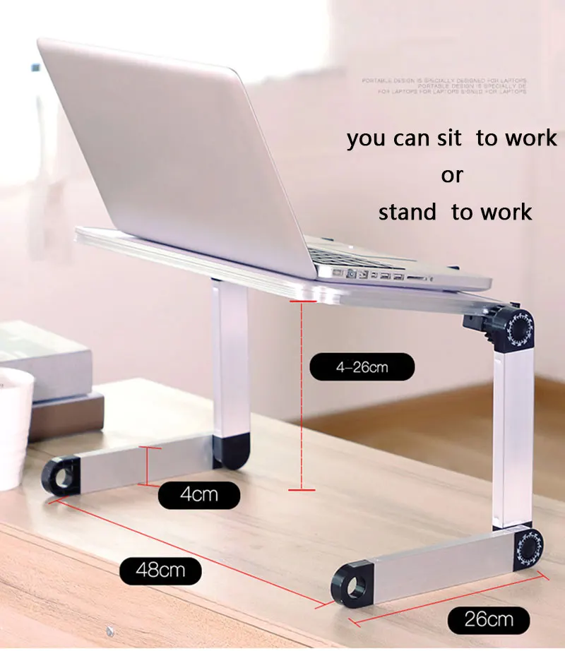 Складная портативная подставка для ноутбука, регулируемая подъемная настольная подставка для ноутбука iPad, вращающийся на 360 градусов, эргономичный стол для ноутбука, столик для кровати