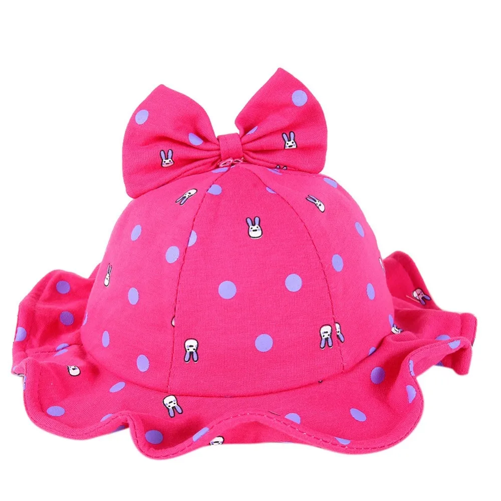

1~5Y Spring Baby Girls Toddler Cartoon Rabbit Printed Bowknot Bucket Hats Caps Reversible Sun Headwear