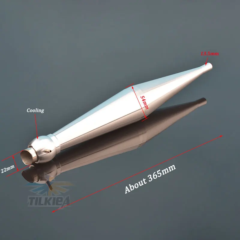 Хорошее качество CNC алюминиевый сплав приглушенная труба длина около L365mm/L395mm для 23-30cc Zenoah газовый морской двигатель для rc лодки