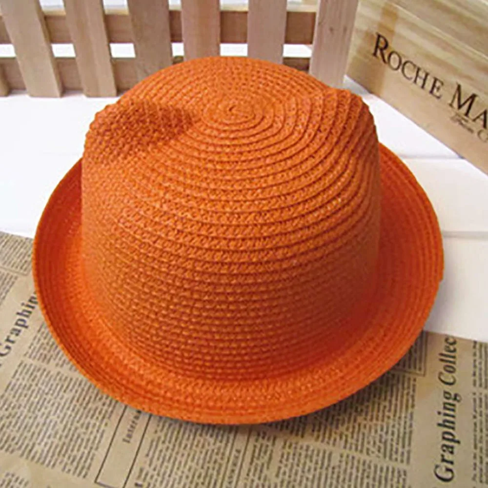 

Summer Hat Kids Cute Carton Breathable Panama Sun Hat Little Bear Shape Baby Visor Straw Hat Outdoor Beach Little Kid Caps