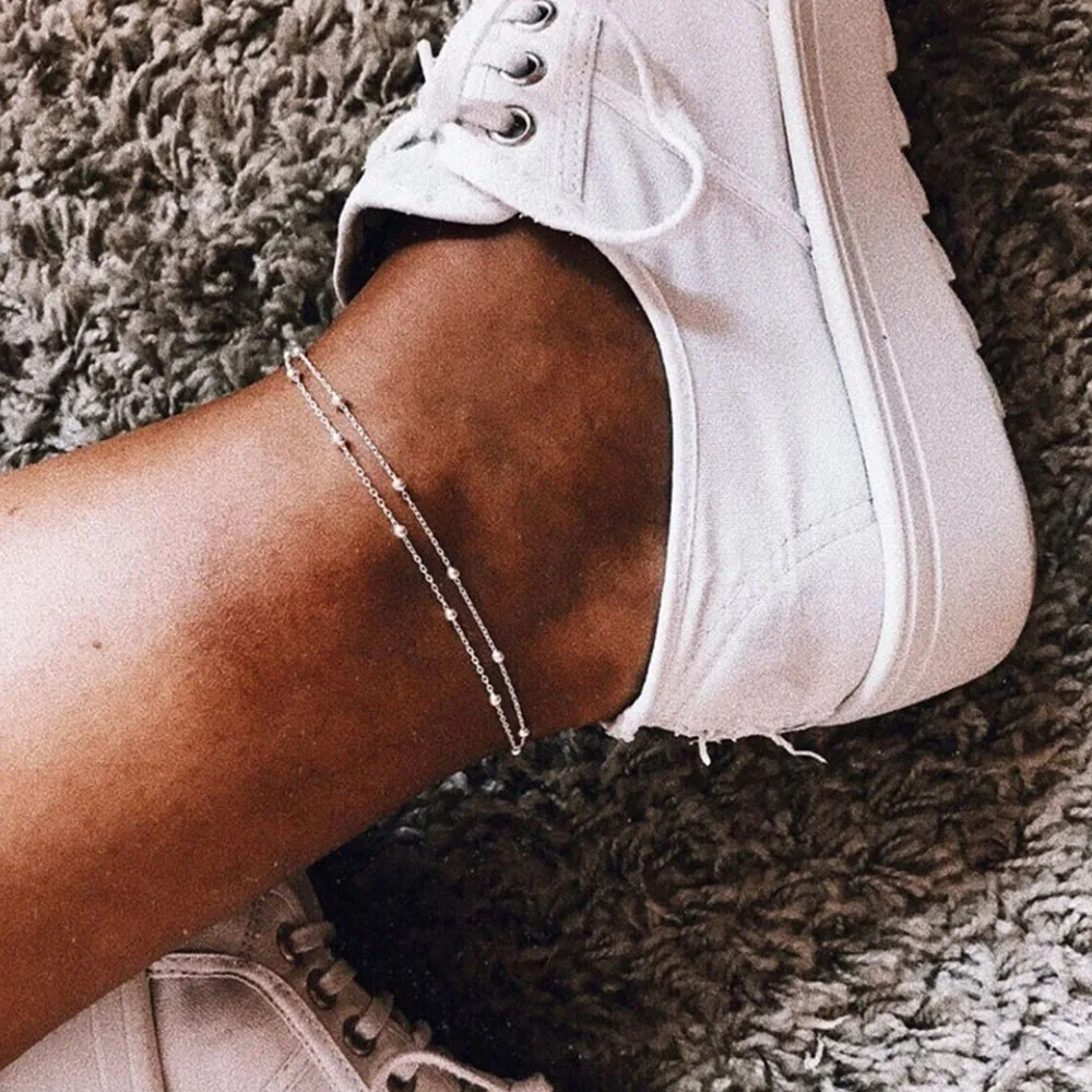 EN Summer Vintage Chain Anklet Women's Simple Beads Chain Gold Color Bohemian Jewelry Legs Anklet Party Jewelry Gifts Wholesale EN Summer Vintage Chain Anklet Women's Simple Beads Chain Gold Color Bohemian Jewelry Legs Anklet Party Jewelry Gifts Wholesale