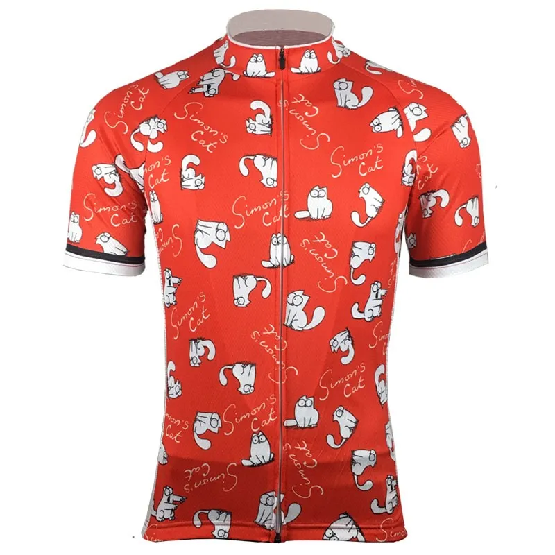 

New Mens cartoon kitten Cycling Jersey 2018 Summer Short Sleeves Bike jerseys Quick Dry Breathable Cycling equipment