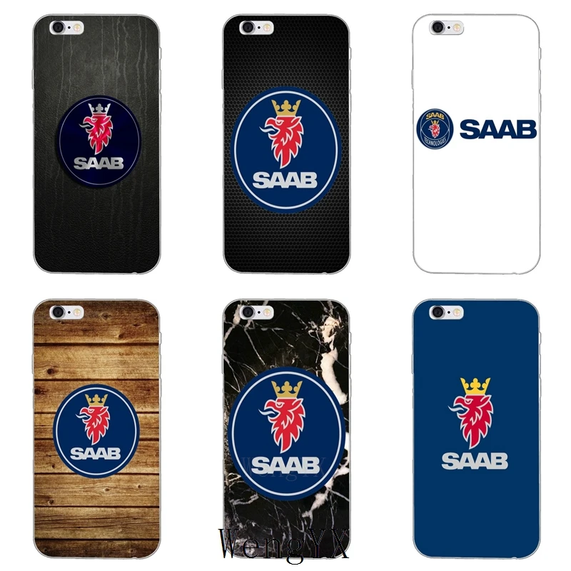 

cool car saab logo marble print slim Ultra Thin TPU Soft phone cover case For iPhone 4 4s 5 5s 5c SE 6 6s 7 8 plus X XR XS Max