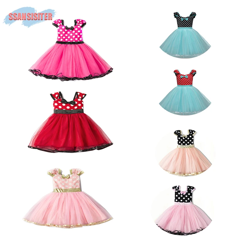 

Girls Minnie Tutu Dress Sets Bow-knot Ballet Mouse Princess Costume Dresses Polka Dot Dresses Headband Summer Dress Vestidos