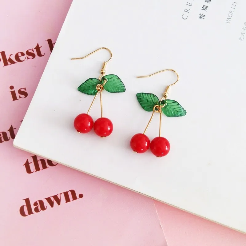 HTB1K2tKSFXXXXX5XVXXq6xXFXXXY - hot red Cherry earrings eardrop Sweet fruit fresh cherry eardrop female fashion youth beautiful girl students earrings for women