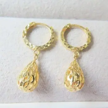 

Solid 18K Yellow Gold Dangle Earrings 24mm H Raindrop Charm Dangle Earrings