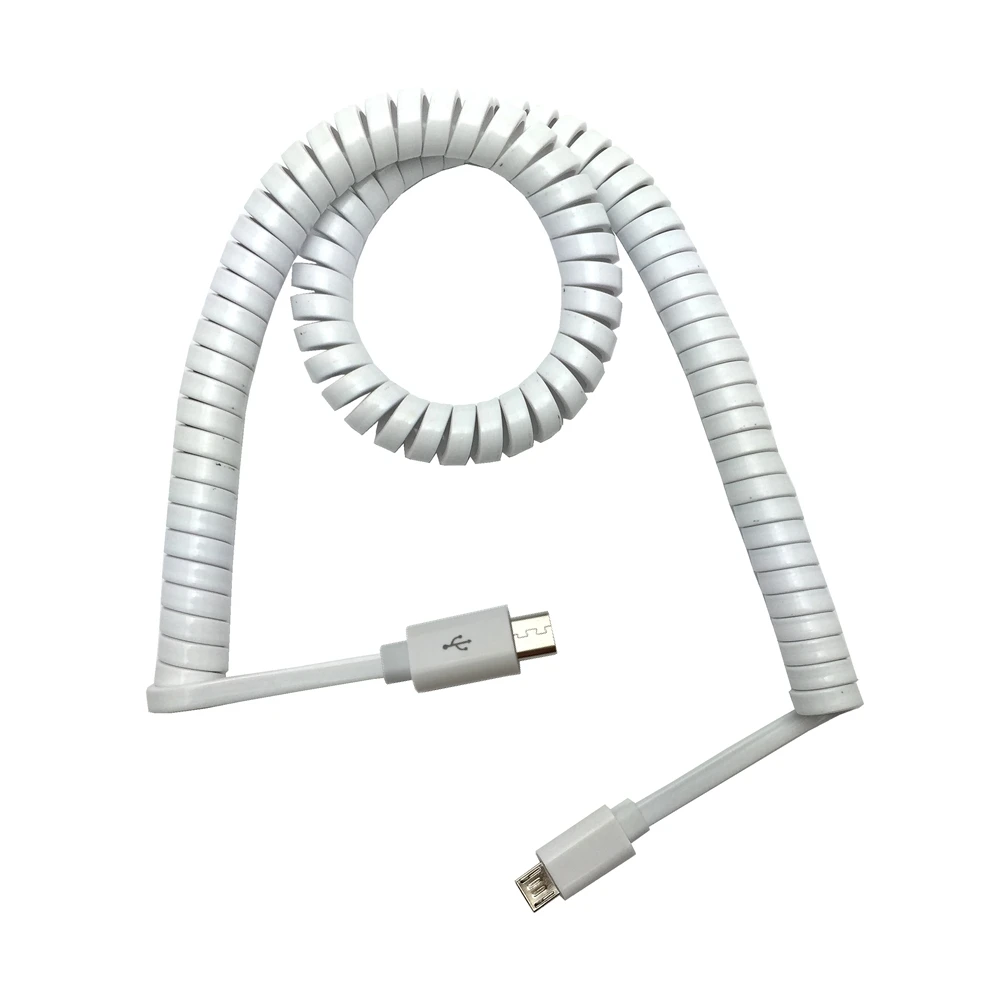 10 футов 3 м Белый micro usb штекер пружинный выдвижной Эластичный кабель