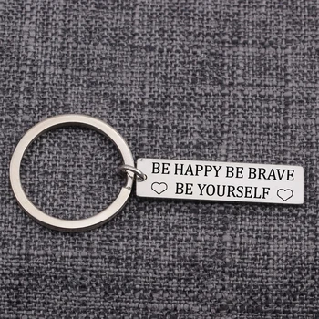 

Popular Keytags Be Happy Be Brave Be Yourself Heart Keychains Best Friends Gift Key Ring Fashional Bag Charm Pendant Piece