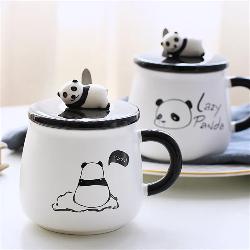 Кружки Kawaii с большой пандой керамическая чашка кружки для молока и кофе ложкой