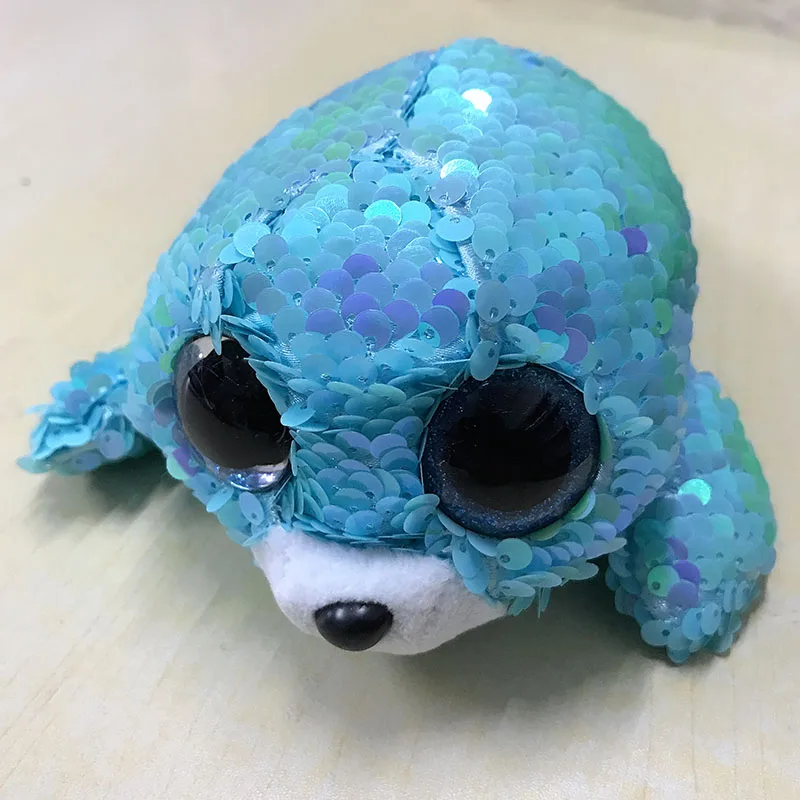 

TY Flippables Sequin 6" Color Changing Beanie Boo's Waves the Sequin Aqua Seal Stuffed Plush Animal Toy