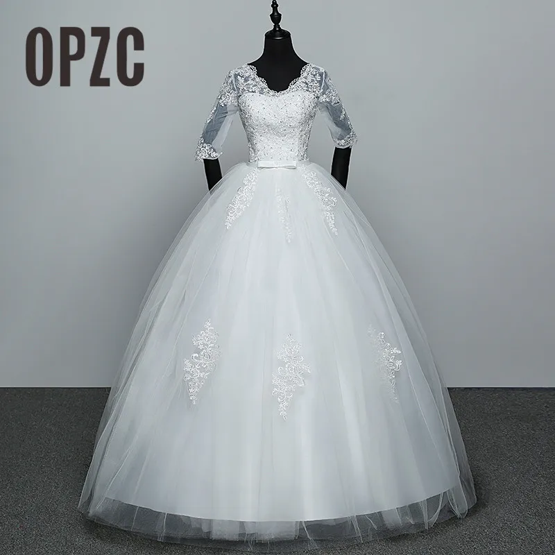 

Velnosa Hoa Sale Elegant Princess Adjust Lace Three Quarter Sleeve Appliques Wedding Dresses 2018 Bridal Gowns vestidos de noiva