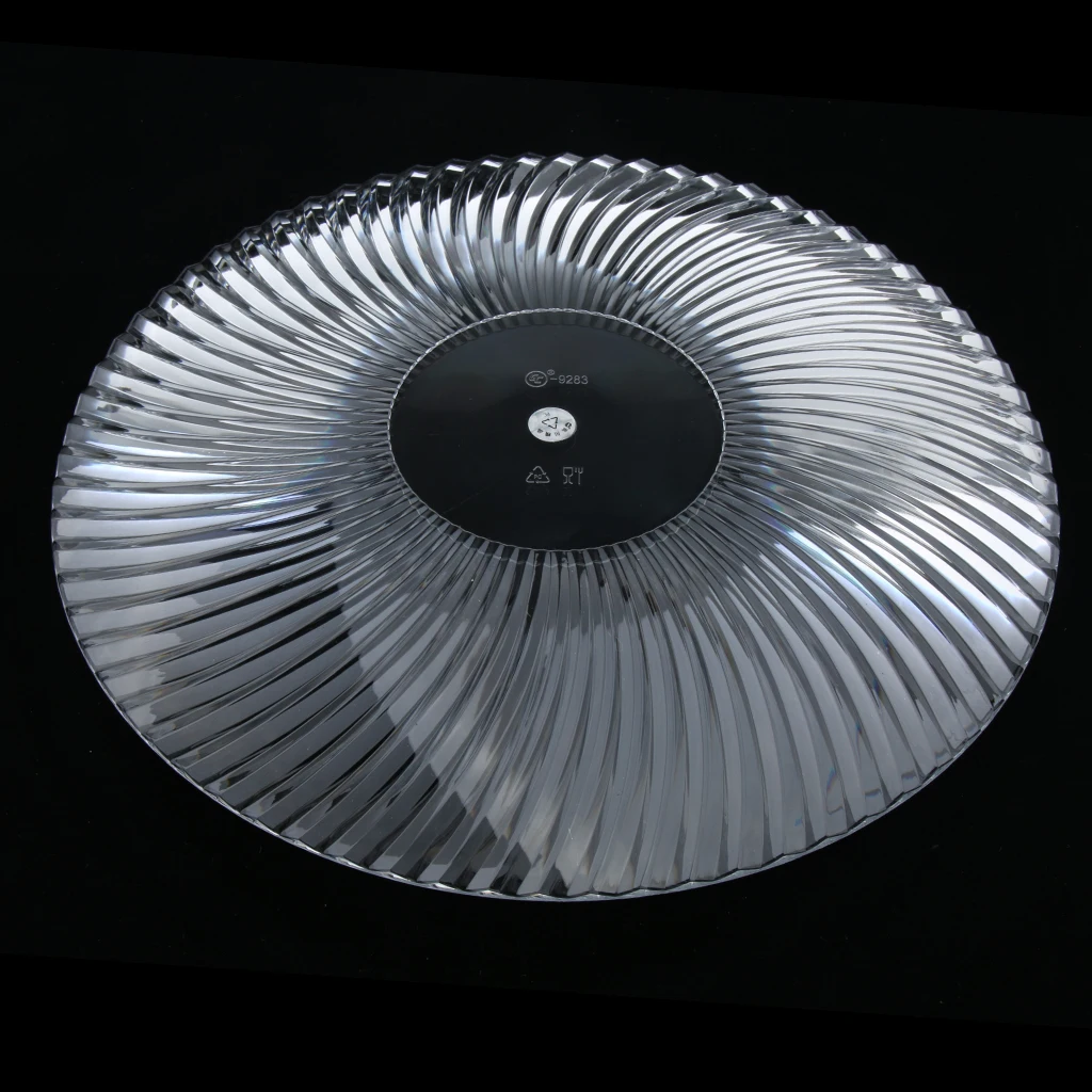 Round Clear Dish Plate Food Serving Tray Flat Fruit Platter, Made of high quality acrylic plastic, easy to clean