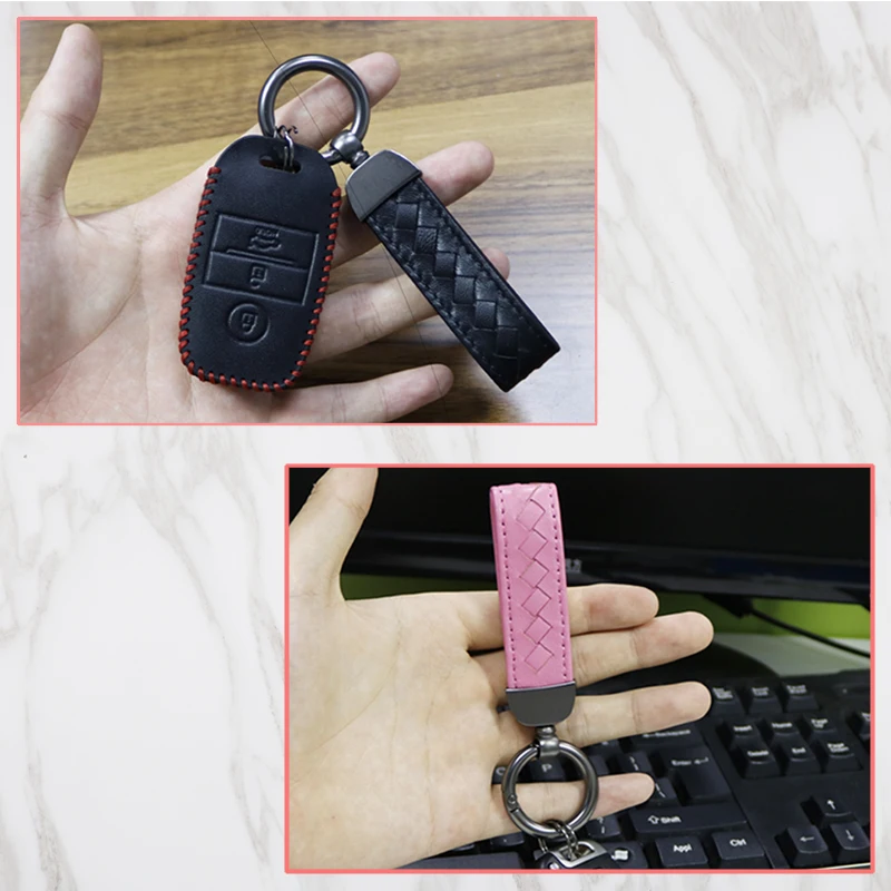 Автомобильный брелок для ключей из кожи Автоматическая ключевая цепь брелок для Bmw Skoda Suzuki женский брелок держатель аксессуары розового и фиолетового цвета
