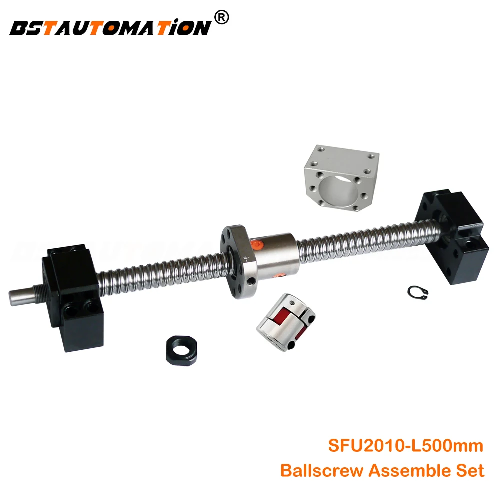 

SFU2010 Ballscrew Set 2010 500mm End Machined Ball screw 2010 Ball Nut Housing BK15 BF15 Support Motor Coupling
