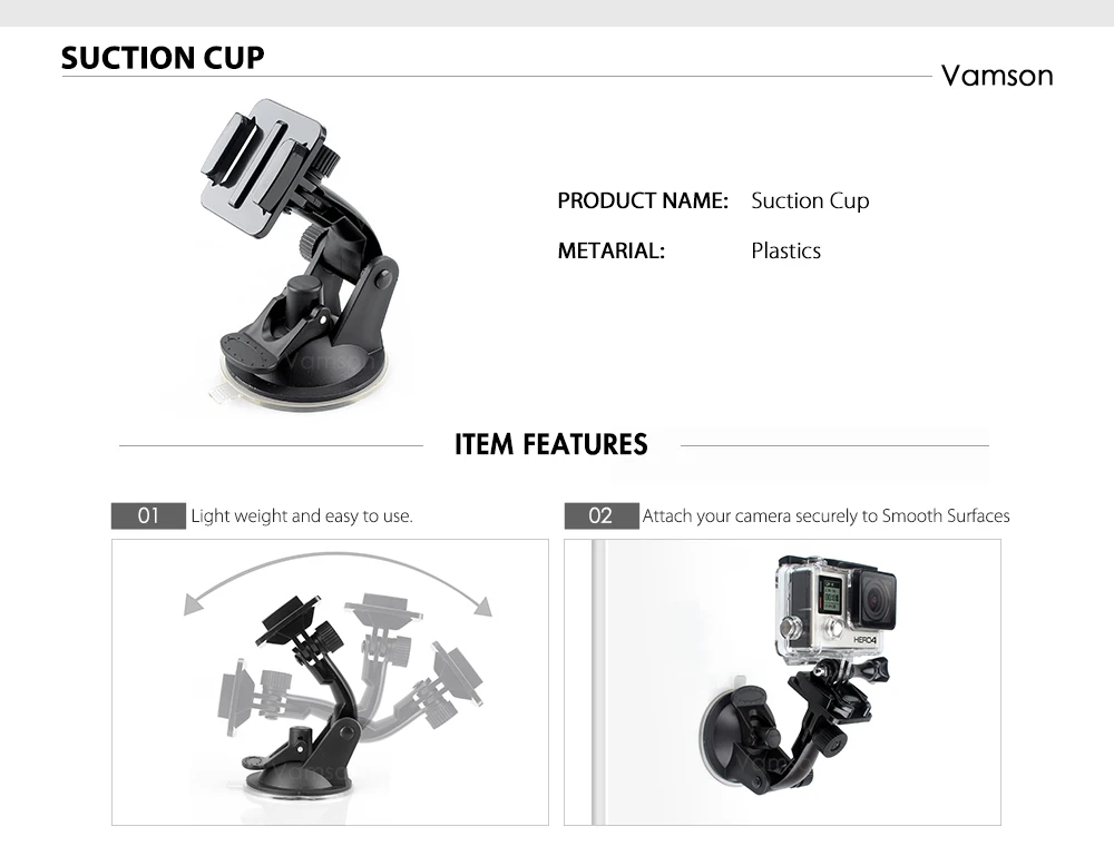 Vamson для Gopro Hero 7 6 5 4 Набор аксессуаров на присоске нагрудный ремень адаптер крепление для Xiaomi YI для SJCAM для Eken VS149D