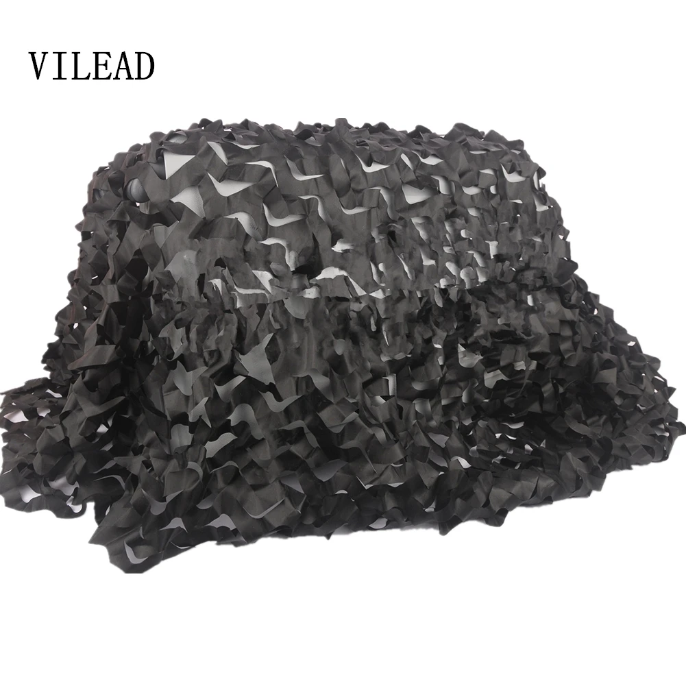 VILEAD 9 цветов 4 м* 8 м камуфляжная сетка камуфляжная сеть для защиты от солнца тент охотничий Камуфляжный навес тент для затенения солнца - Цвет: Black