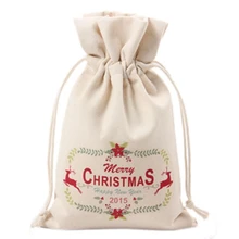 Холст Рождество Рождественский олень "Рождество" Сумка для хранения/шнурок сумки/подарок конфеты мешок#5