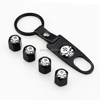 

40 x Car Stainless Steel Zinc Alloy Wheel Tire Valve Stems Caps Military Cross Skull Universal Fit With Mini Wrench Key Chain