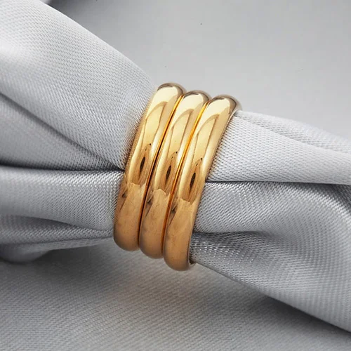 

Kpop 3 Layers High Quality Gold Color Circle Rings 3MM With GIFT BOX Wholesale R102-3