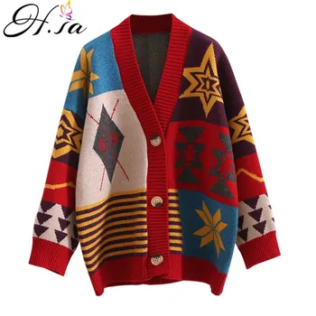 

H.SA 2019 European Fashion Women Long Sweater Cardigans Vneck Vinatge Casual knit Jumpers Long KNit Coat Fashion Women Sweater