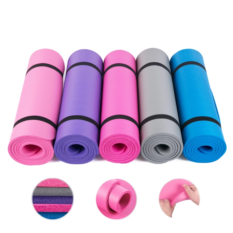 NBR Yoga Mat Exercise Pad 10MM Thick Non slip Gym Fitness Pilates
