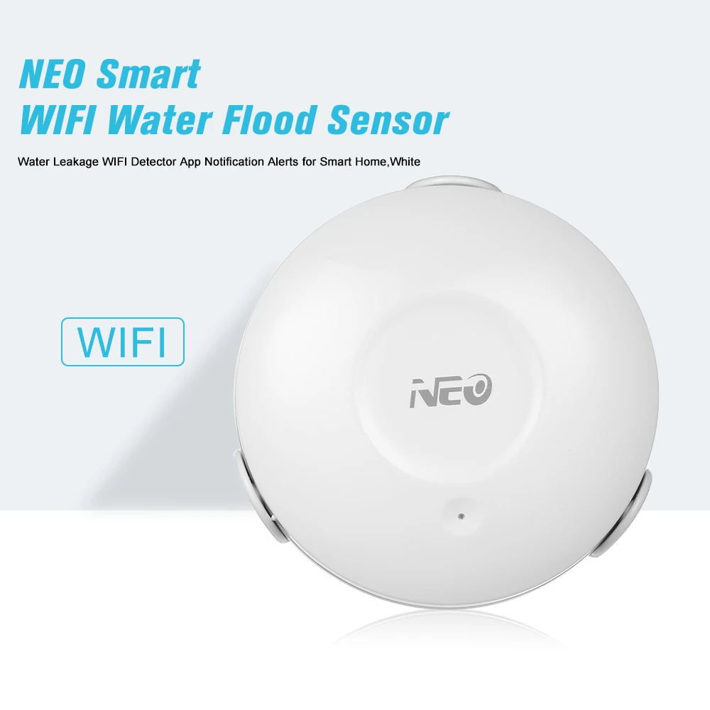 

NEO WiFi Water/Flood Sensor Smart WIFI Water Leakage Detector App Notification Alerts Water Sensor Alarm Leak Alarm Home Securit