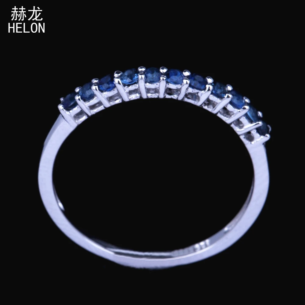 Твердое 14K белое золото Сертифицированный круглый 0 4 карат сапфиры кольцо