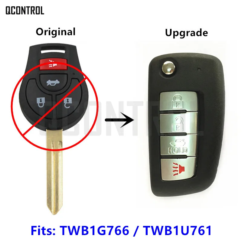 

QCONTROL Remote Key Upgraded for NISSAN 433MHz March Qashqai Sunny Sylphy Tiida X-Trail with ID46 Chip Car Door Lock
