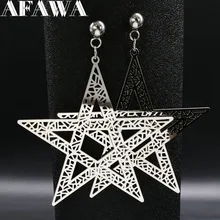 Модные серьги-гвоздики из нержавеющей стали с большой пентаграммой для женщин, ювелирные изделия серебряного цвета, большие серьги Викка, ювелирные изделия wicca E612362