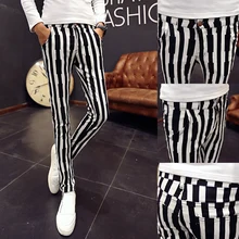 28- 34! мужская весна брюки тенденция полосой брюки тонкий мода мужской свободного покроя брюки певица костюмы одежда