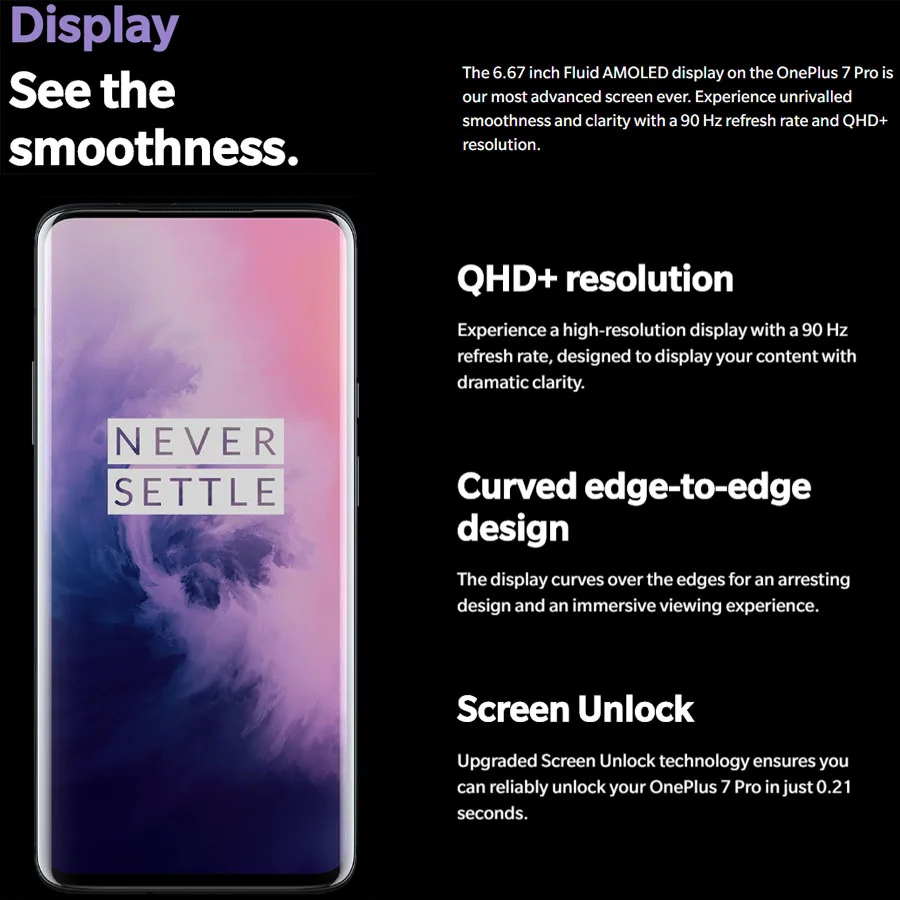 Новый мобильный телефон Oneplus 7 Pro 12 Гб 256 ГБ Восьмиядерный процессор Snapdragon855 6 67