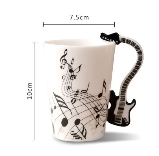 cheap 6 Colors Guitar Bass Music Cup Ceramic Handgrip Coffee Mugs Music Lovers Milk Tea Water Cups Bottle Novelty Gifts 50mk010