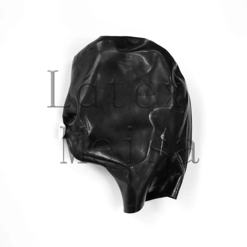 

Handmade rubber adult black hoods open nostirls and with mouth tube