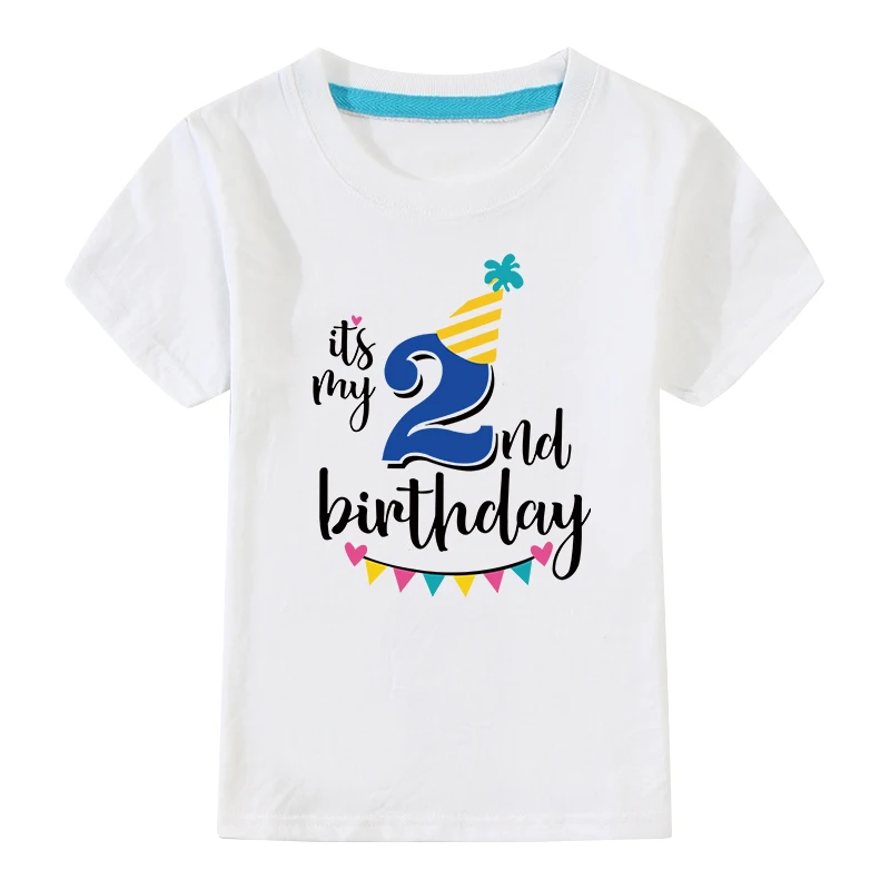 Boys Birthday Shirts 4 Years Summer Cotton T Shirt For Boys Kids Fashion Kids Clothes Cotton Children Clothes Kids White Shirt - Color: White-02