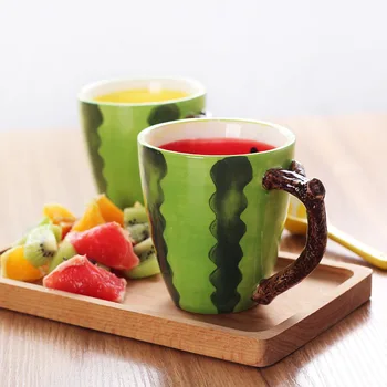 

Ceramic Fruit Coffee Mug Watermelon Lemon Orange Shape Cartoon Tea Cup Milk Mug Portable Heat Resistant 400ml Hand Painted Mug