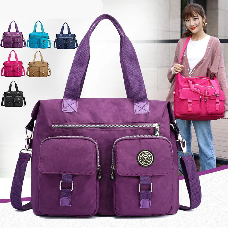 

New Nylon Casual Large Capacity Women Tote Shoulder Bag Ladies Bucket Handbag Messenger Bag Soft Shopping Crossbody Bag