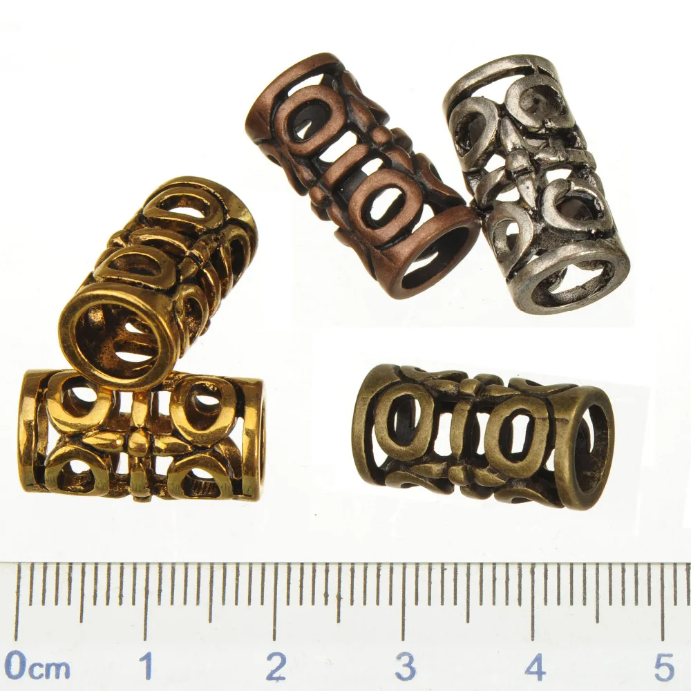 

vintage beads charms diy bracelets crafts tube hollow large hole customize antique silver metal jewelry findings 10*18mm 20pcs