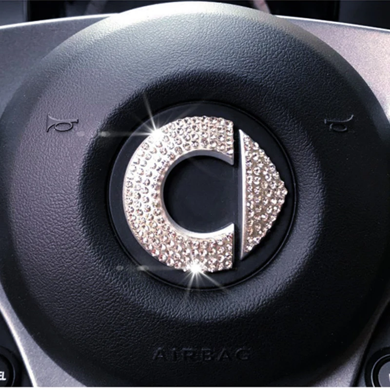 Для Mercedes Smart 451 453 Fortwo Forfour украшение автомобиля bling стикер аксессуары флэш дрель логотип наклейка на руль