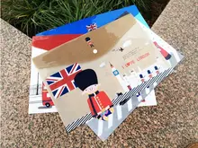 London Style PVC Files folder cute botones A4 documents bag for school office envelope to file cover curpetas escolar
